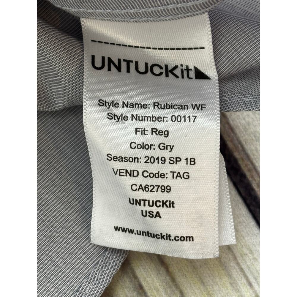 UnTuckit Men's Rubican WF Gray XL Wrinkle Free 100% Cotton Button Up - Picture 4 of 10
